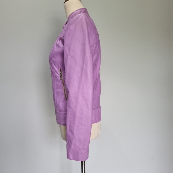 L'Aurore Purple Leather Moto Jacket Vintage 90s Made in Australia Size XS-S - Picture 3 of 11